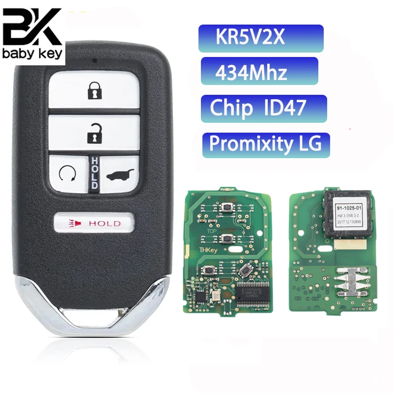 

FCCID KR5V2X Key For Honda Civic CR-V Pilot 2016-2020 ID47Chip 433MHz Replacement Promixity Card