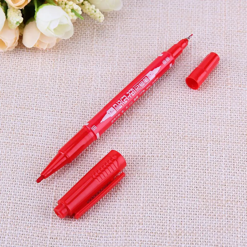 Waterproof permanent dual tip 0.7/1.5 mm Nib Black blue red Art Marker Portable Pens Permanent Tattoo Supplies