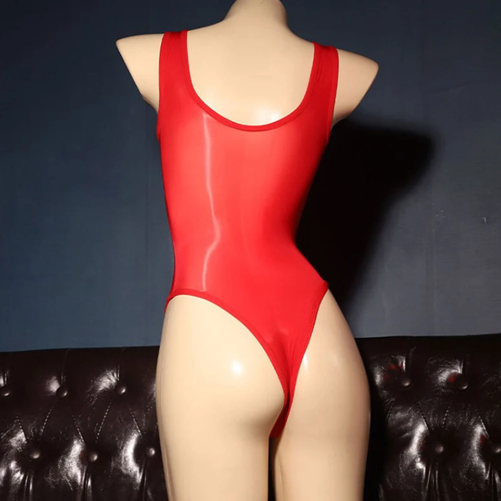 Mens sexy glossy bodysuit swimsuit bikini undershirts leotard jockstrap jumpsuit sleeveless fitness singlet shiny romper