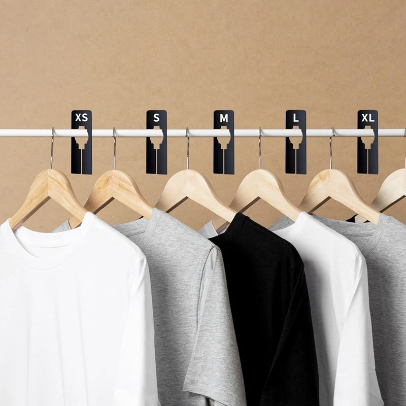 40 Pack Rectangular Plastic Clothing Size Closet Rack Dividers Hangers, Preprinted In 8 Sizes 2