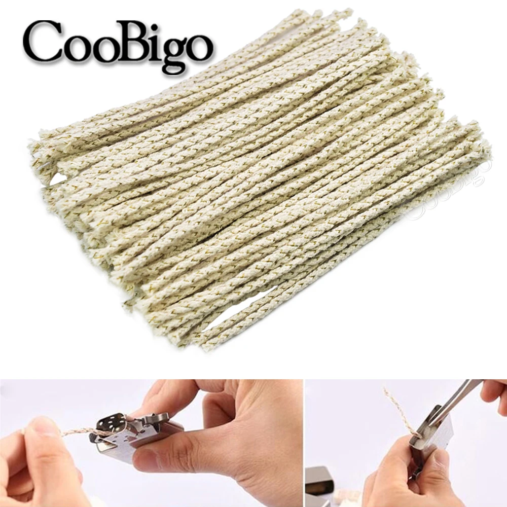 100pcs/Set Replacement Copper Wire Lighter Cotton Core Wick For Zippo Petrol Lighter Kerosene Oil Accessories oil lamp wicks