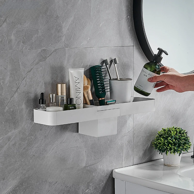 Gel Kitchen Adhesive Bathroom Shelf Shampoo Holder Organizer Storage Rack 