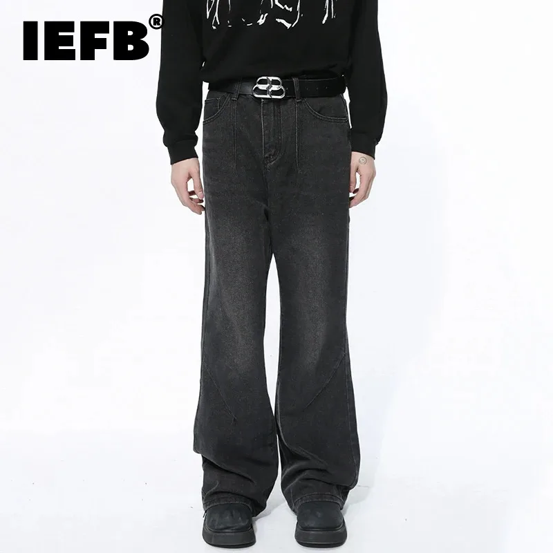 

IEFB Men's Jeans American Style Gradient Color Pockets Baggy Male Denim Light Flare Pants High Street Spring New Trend 9C4928