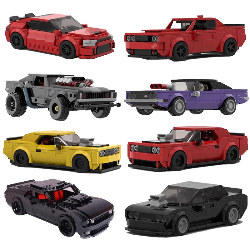 MOC Technical Speed Champions Muscle Car Dodge Challenger Viper Charger Dom Racing Sets Building Blocks Kid Toys Christmas Gift
