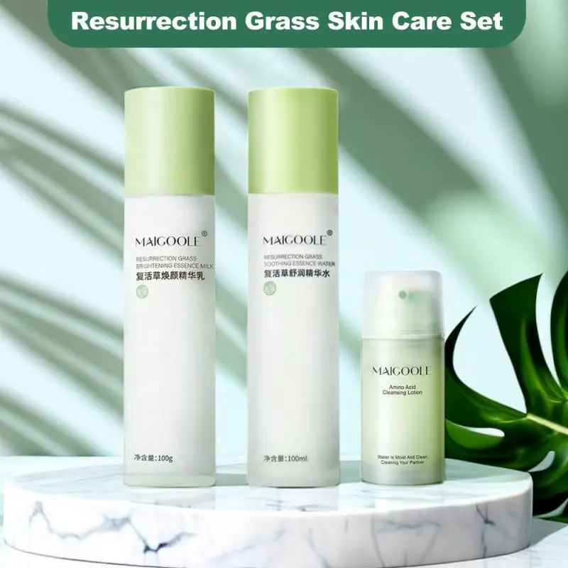 

3-in1 Resurrection Grass Toner Skin Rejuvenation Oil Control Hydrating Essence Amino Acid Cleansing Lotion Skin Care Sets