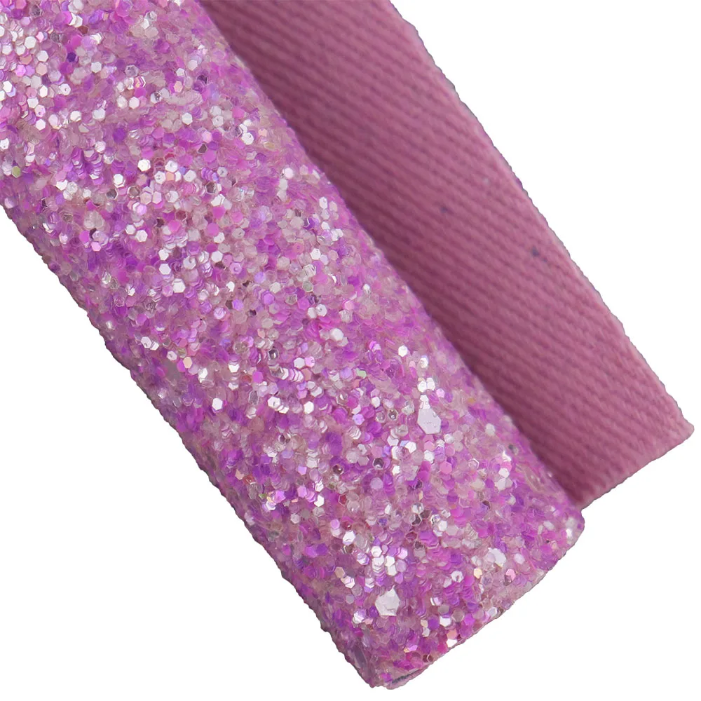 30X134cm Roll Plain Solid Chunky Glitter Fabric With Same Color Twill Backing Faux Leather For Bows Earring DIY Crafts T032