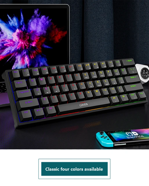 clavier gamer clavier mécanique K620 Mini Gaming 61 touches RGB hotswap  type - C Clavier de jeu filaire PBT Keyboard cap 60% ergonomique