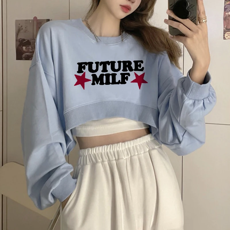 Futuro milf estrela hoodie feminino gótico oversize