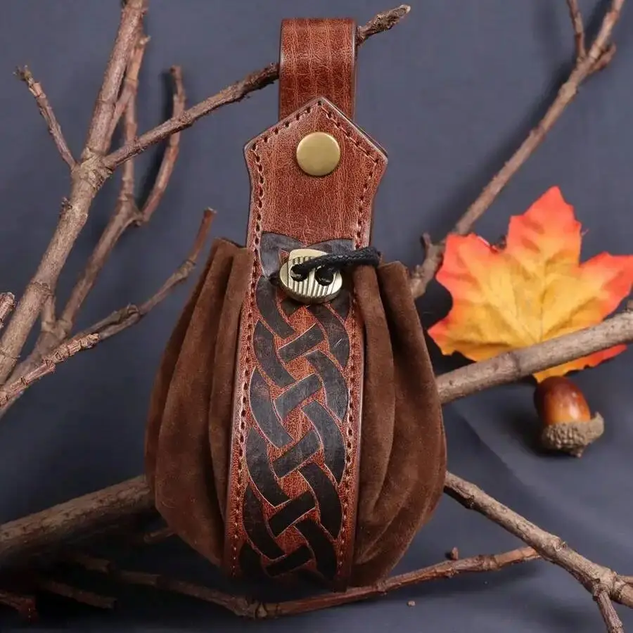 5 Stück Renaissance-Zubehör, mittelalterlicher Wikinger, geprägtes PU-Ledergürtel, Hüfttasche, Hängegurt, Trankflasche, Cosplay, Halloween – Detail 4