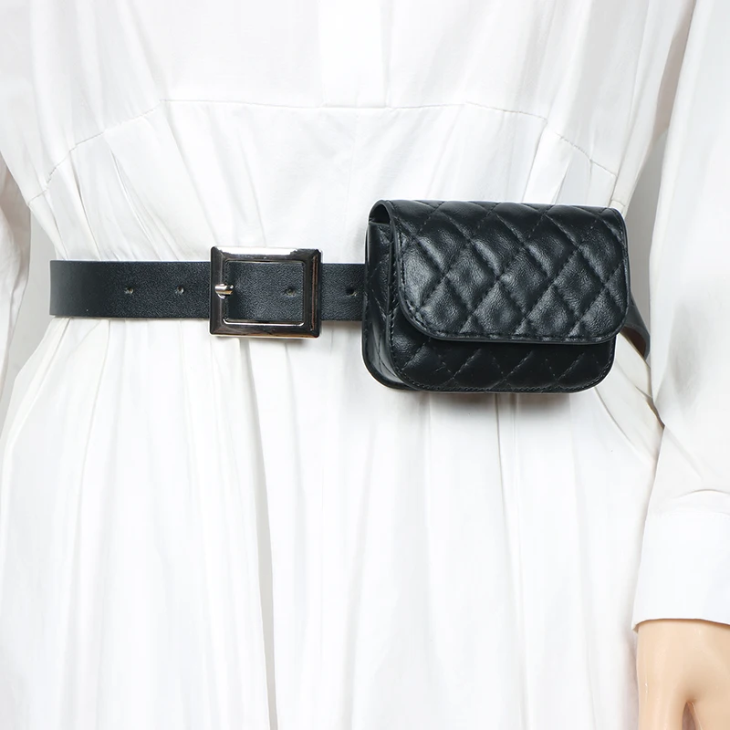 

Lattice Plaid PU Fanny Pack for Women Faux Leather Adjustable Waist Belt with Coin Bag Bolsas Para Mujer Street Mini Flap Bag