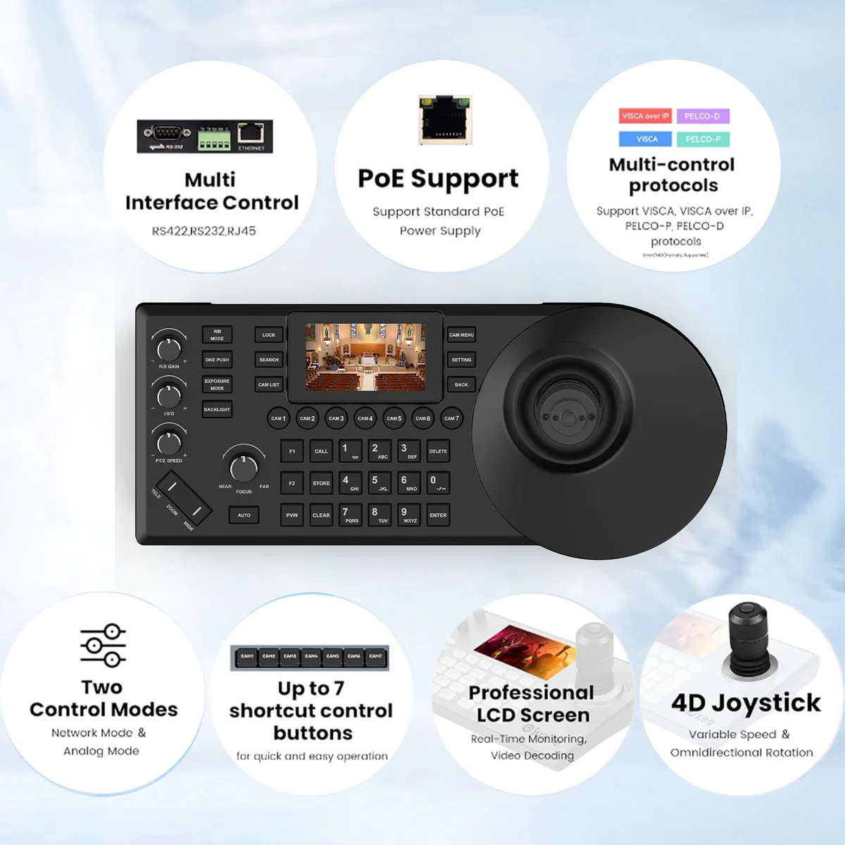 4k60fps NDI POE PTZ Camera 20X Zoom Live Streaming Camera and 1pc NDI PTZ Camera Controller for Video Conference 1-10pcs — view 5