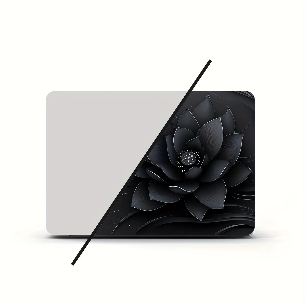 2피스 노트북 케이스 블랙 로터스 스티커, HP, Dell, , Apple, Asus 노트북용 스크래치 방지 DIY 아트 케이스 - 간편