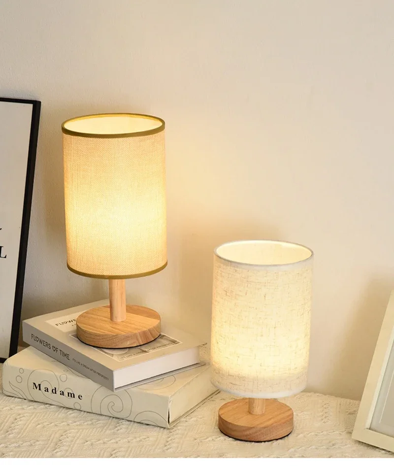 Chinese LED Table Lamp - Dimmable USB Night Light with Fabric Lampshade for Living Room and Bedroom