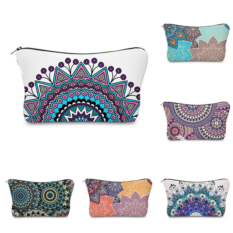 

Ethnic Mandala Pattern Portable Ladies Travel Bag Toiletries Tissue Cosmetic Bag Ladies Beauty Storage for Makeup Organizer Bag