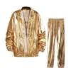 Men's Sets Shiny Metallic Suits Adult Disco 2 Piece Outfit Jacket Pants Halloween Dress Up Nightclub Dance Rave Cosplay Costume 1