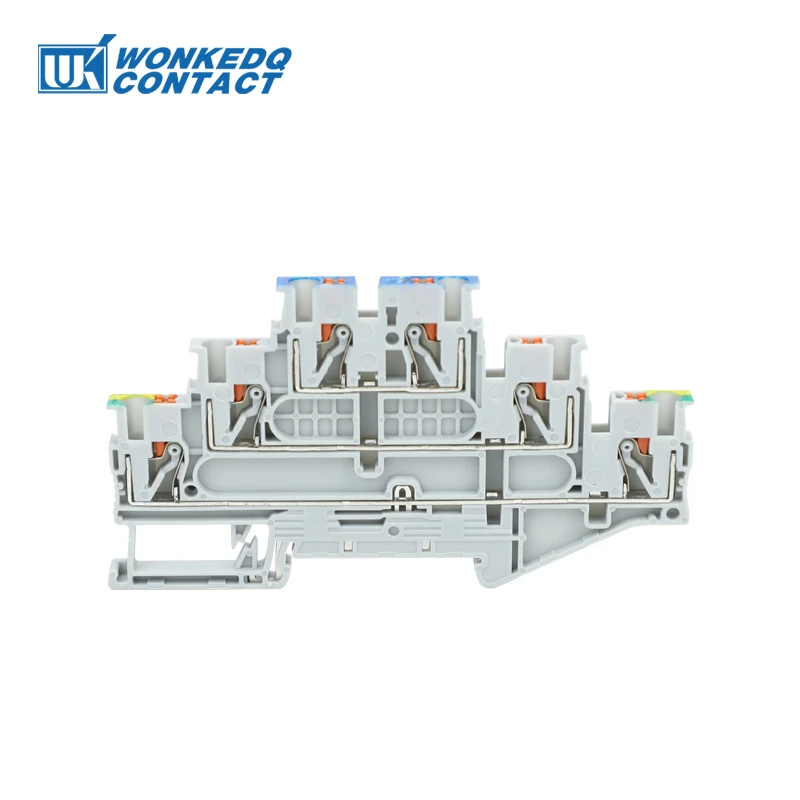 Wire Connectors Din Rail Terminal Block PT2.5-PE/L/N 3 Level Din Rail Terminal Block Ground Modular Push-in 2.5mm Grounding Wire Electrical Connector PT2.5-3L-PE