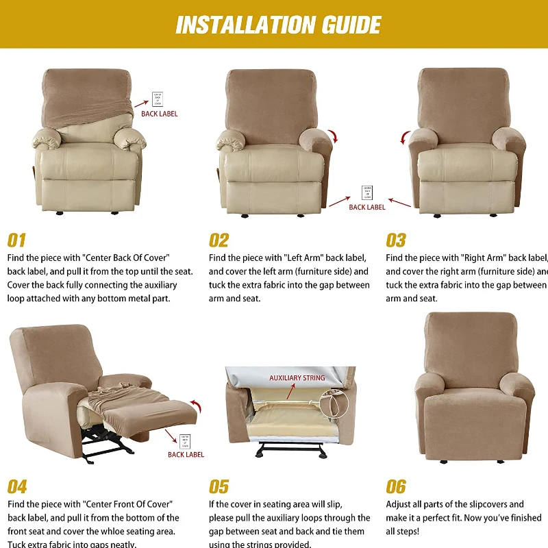 Single Seat Anti Slip Recliner Sofa Covers Velvet Stretch Reclining Couch Slipcovers Furniture Anti Cat Scratch Recliner Chair P 6