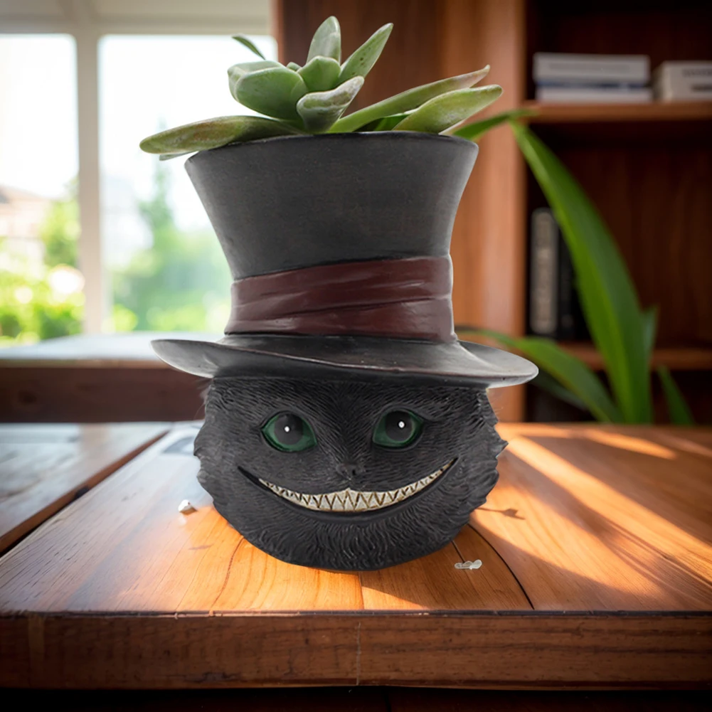 Black Cat Plant Pot Succulent Planter Best Gifts for Family Friends Cute Resin Planter Flower Planter for Indoor Outdoor