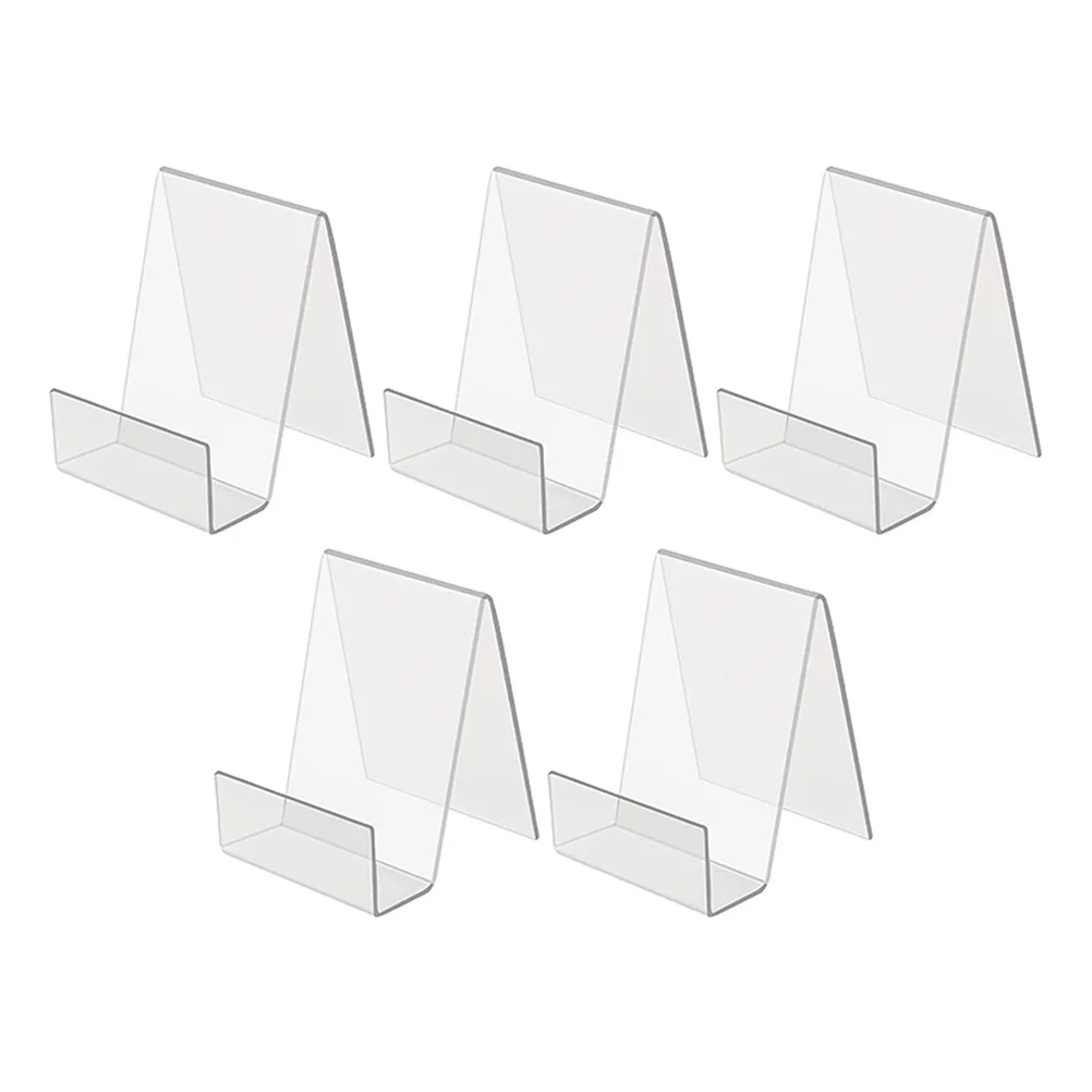 

5 Pcs Book Stand Shelves for Display Label Holders Ornament Easel Shelf Rack Back Clear