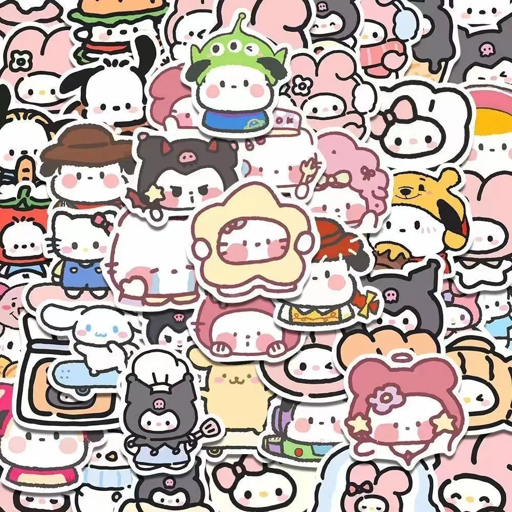 Hand-painted-Sanrio-Stickers-100pcs-Cartoon-Cute-Notebook-Ledger ...