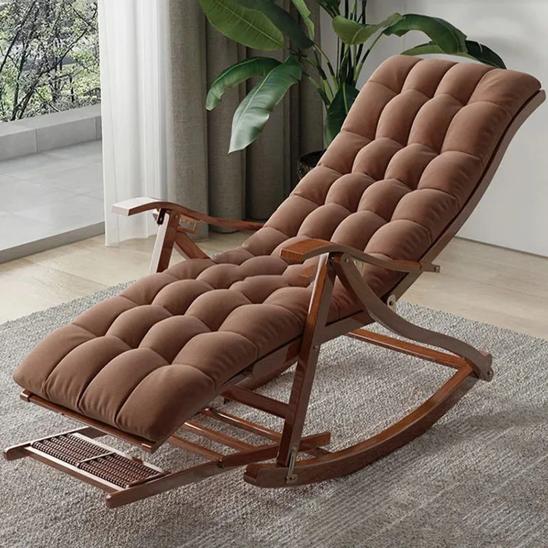 Sofa Chair Relaxing Recliner Leisure Home Bamboo Rocking Chair Adult Balcony Relax Armrest Folding Bed Living Room Sedie Home Furniture