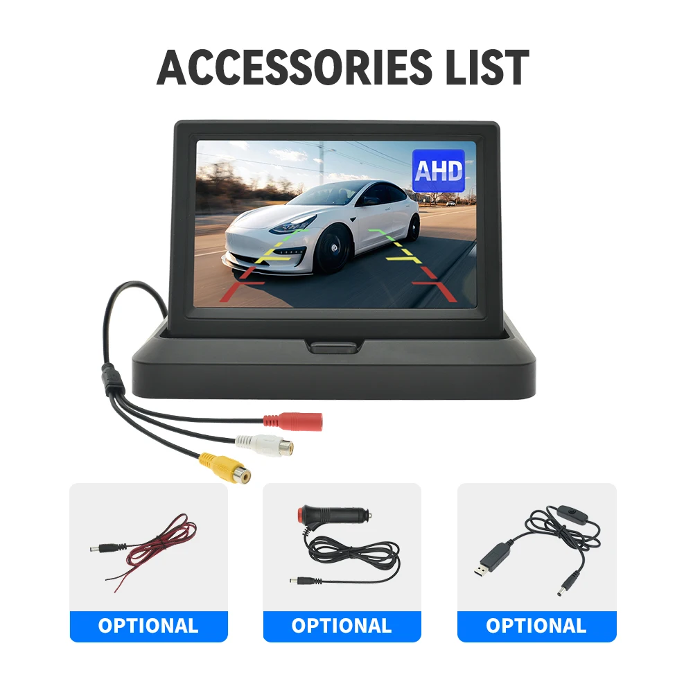 Car Parking Monitor Car Display Monitor Display KTYDKP Car Folding Monitor Screen 2 Way Video Input Vehicle Rear View Camera Parking Backup Reverse 5 Inch TFT Display car display,monitor display,car parking monitor
