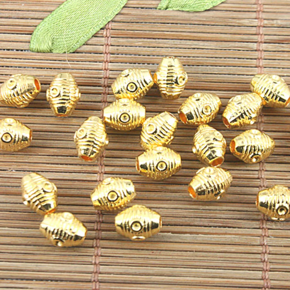 

30Pcs 8x6.5mm Gold Round Ball Beads Loose Spacer Beads For DIY Jewelry Making Necklace Wholesale Findings h0202