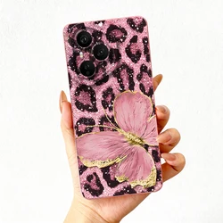 Cover per telefono in silicone morbido opaco con motivo farfalla leopardata