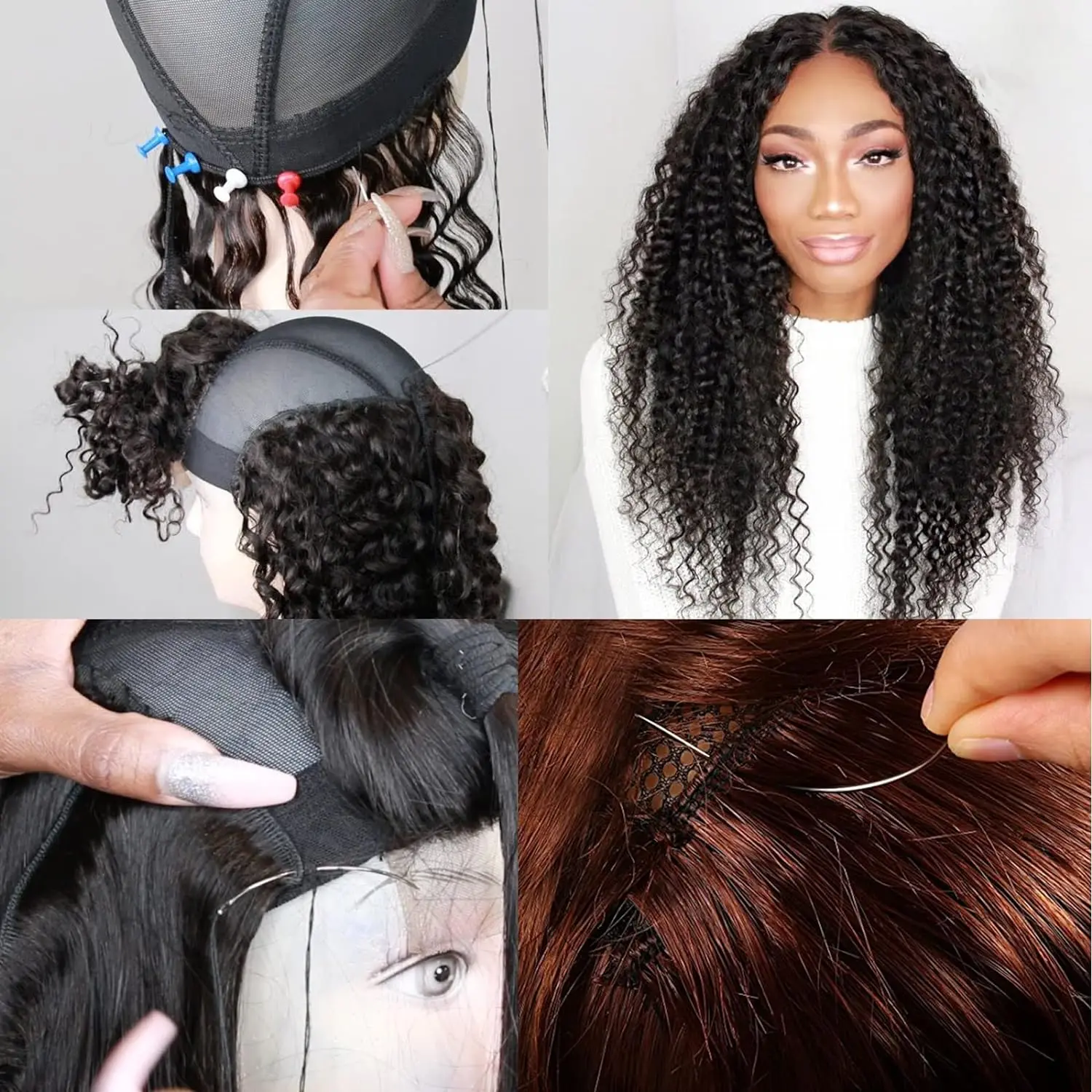 Rotoli di fili di tessitura professionale per realizzare parrucche per cucire a mano trama dei capelli estensione del tessuto dei capelli fai da te - immagine 6