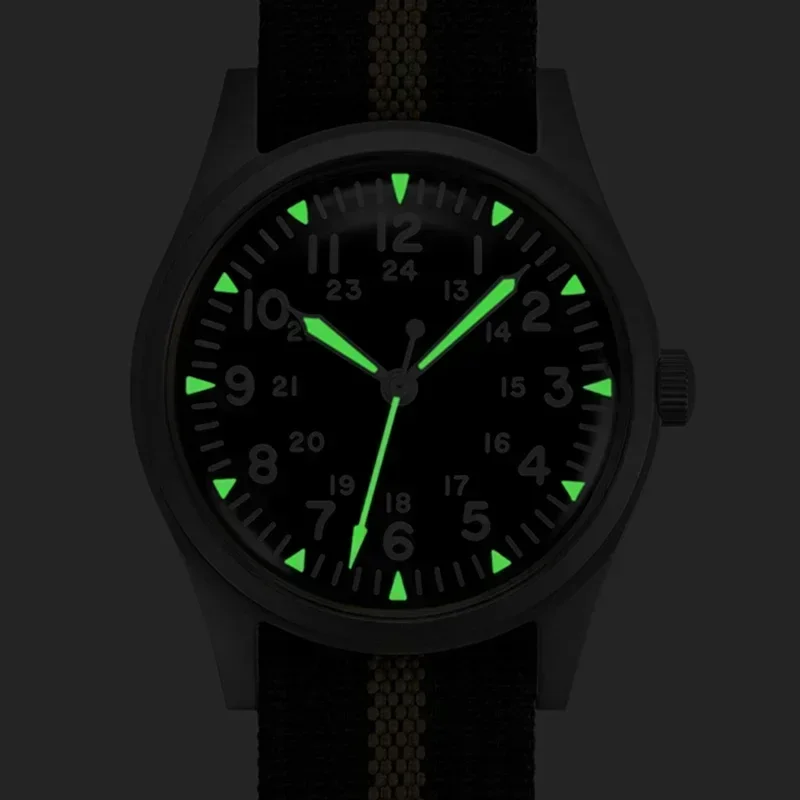 RDUNAE RA03 G10 34.5mm Retro Military Watch 316L Stainless Steel K1 Mineral Glass Luminous Sports Quartz Men Pilot Watch Men 4
