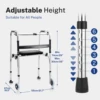 Lefeke Walker with Seat 2 Front Wheel Walker for Seniors Folding Standard Narrow Walker with Ski Glides for Elderly 5