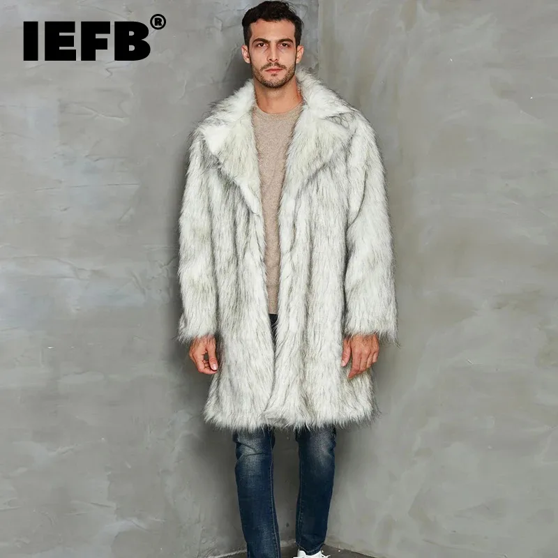 

IEFB Winter Men's Imitation Fur Windbreaker Outdoor Simple Versatile Motorcycle Clothing American Style Street Wool Coat 21Z1699