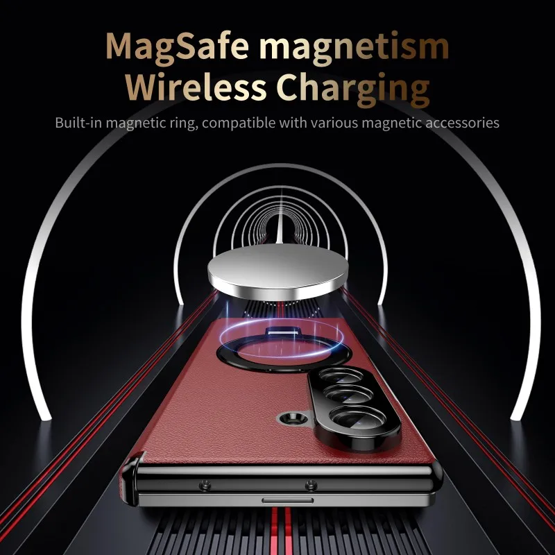 Leather and PC Magnetic Stand Phone Case with HD Screen Protector