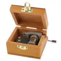6cm Handcrafted Wooden Music Box Vintage Mechanical Musical Box Crafts Gift, Prints Castle Scenery, Castle in the Sky Tone 2