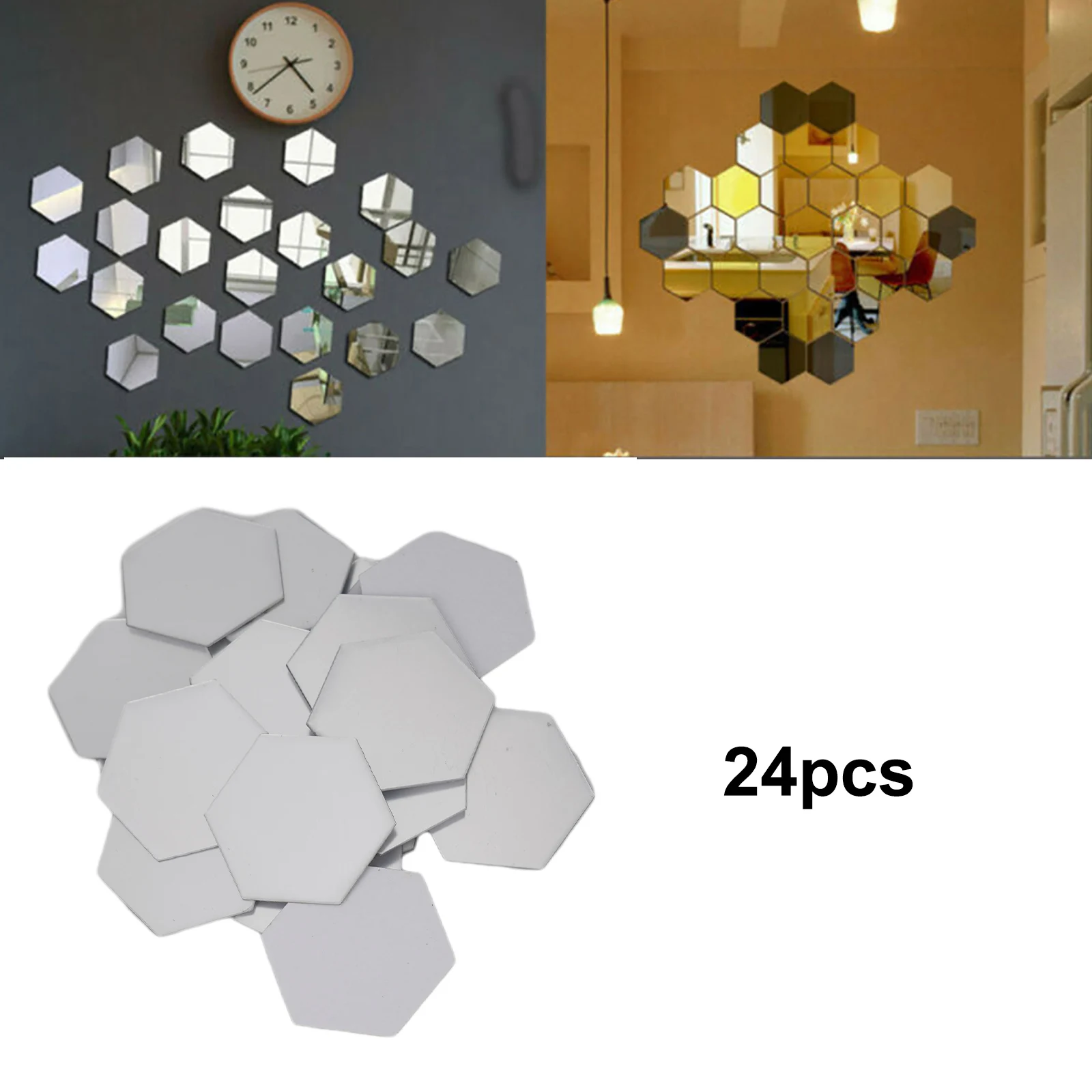 46*40*23mm Wall Stickers Plastic 3D Art Tile Decal Decor Hexagon Home Living Room Mirror Room Wall Sticker