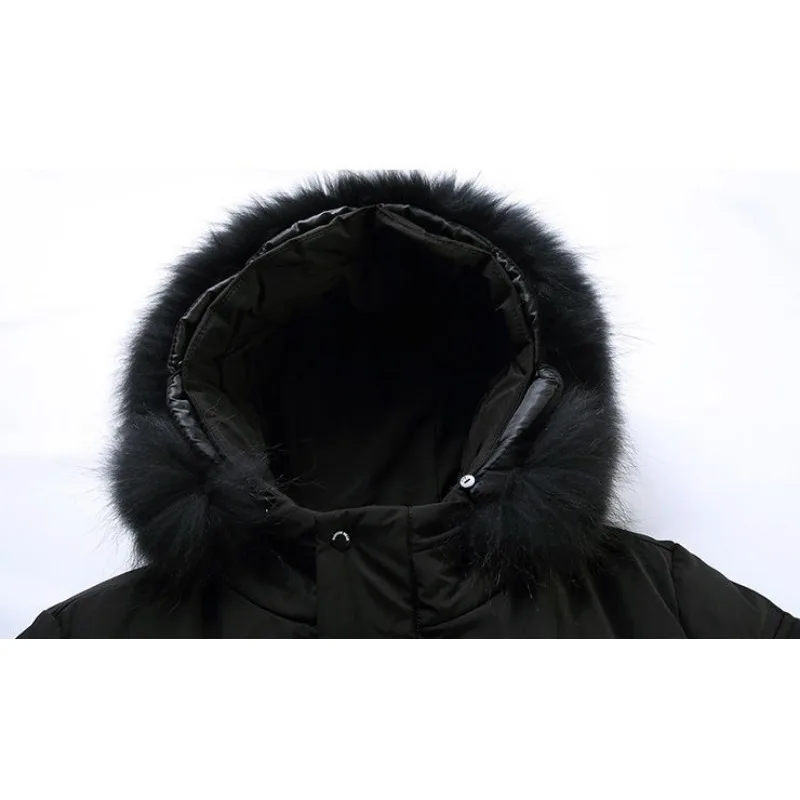 2023 New Men White Duck Down Jacket Winter Coat Mid-length Loose Parkas Thicken Warm Handsome Outwear Hooded Trend Overcoat