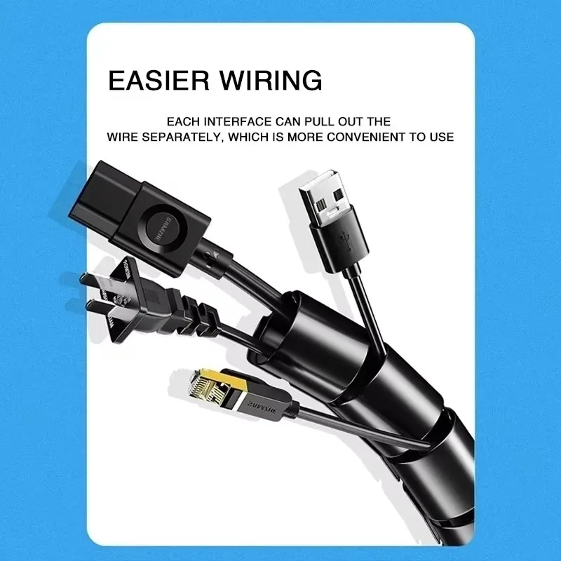 2M Flexible Spiral Cable Wire Protector Organizer Computer Cord Protective Tube Clip Management Tools 16/10mm cable organizer cable protector cable wire protector