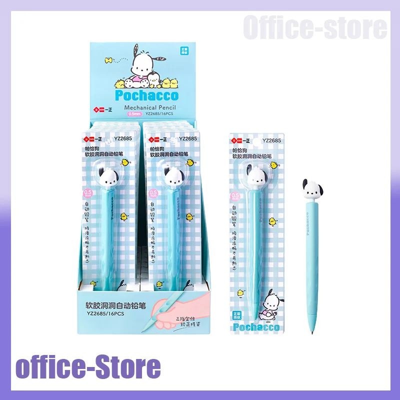 산리오 포차코 쿠로미 기계식 연필 세트, 학생용 문구, 부드러운 접착식 자동 연필, 0.5mm 액티브 연필, 16 개