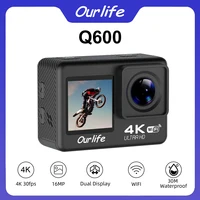 Ourlife Q600 Dual Screen Action Camera 4K30FPS 30M Waterproof WiFi Sports Camera 2" Screen Helmet Action Cam With Remote Control 1