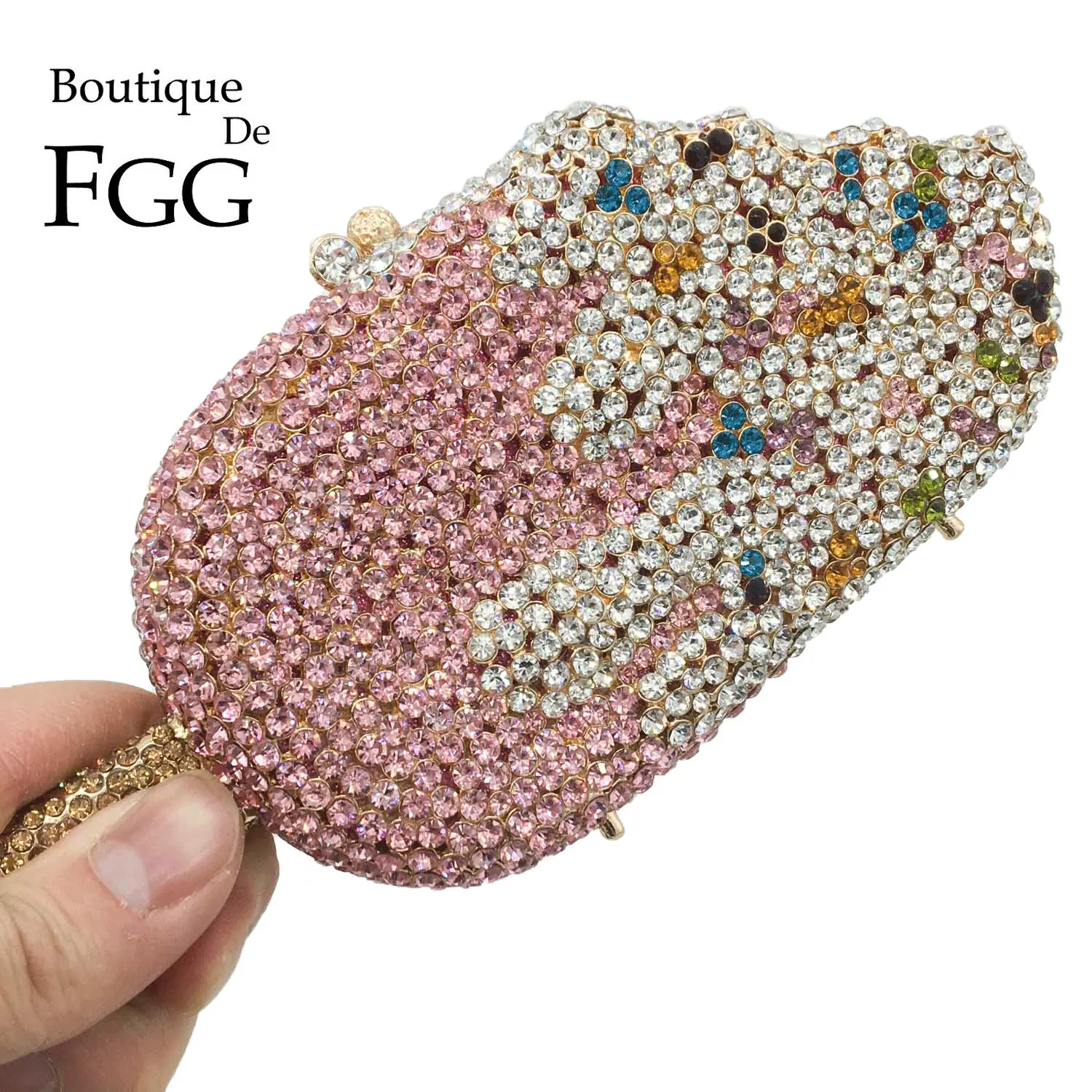 XIYUAN French fries Rhinestone Clutch Bag Women Luxury Gillter Evening  Party Purse Box Bag Diamond Female Clutch Crystal wallet - AliExpress