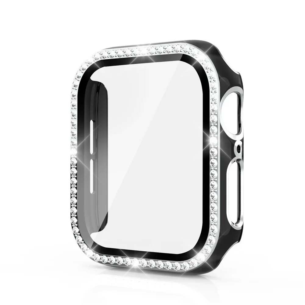 Luxury Bling Glass & Diamond Bumper Watch Cover with Screen Protector