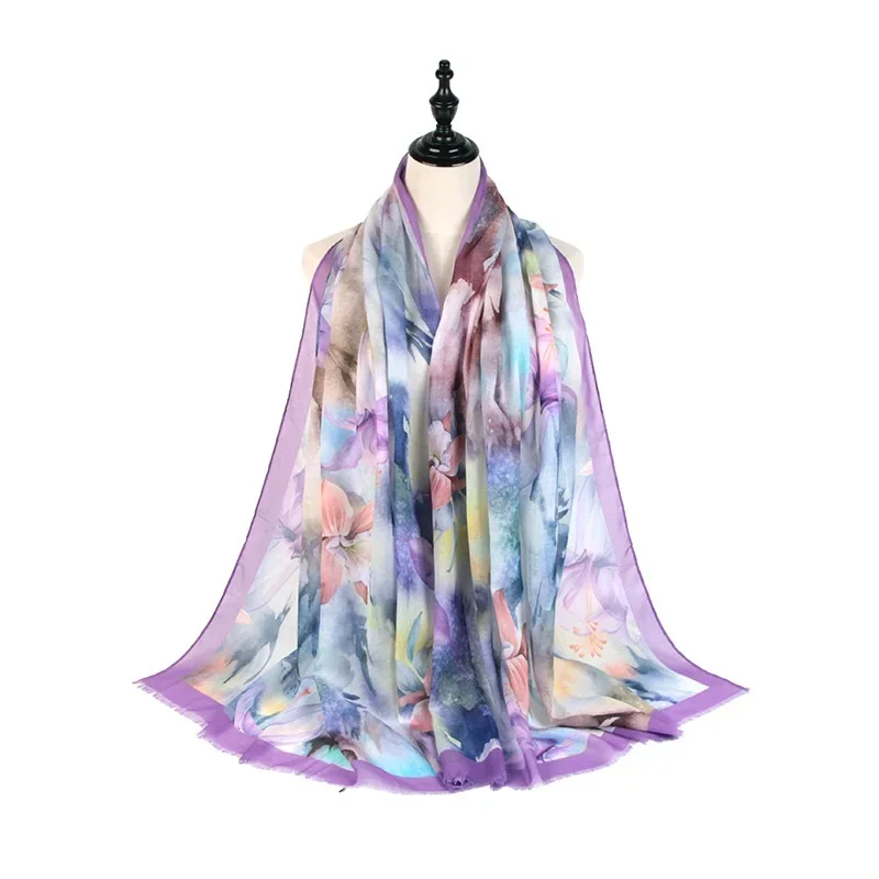 Spring Thin Digital Printing Women Scarf Outdoor Outings Versatile Scarves Shawl Neck Decoration Wraps Headband Accessories