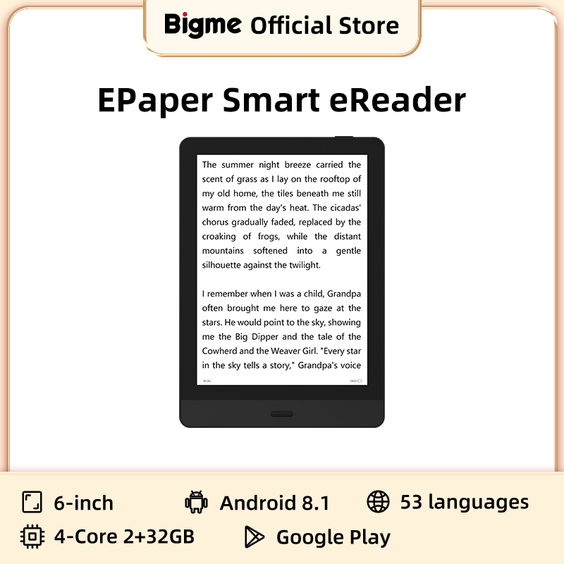 Bigme Read 6'' e-paper e-book reader electronic book portable ebook ereader Android open system support Google play & Kindle APP