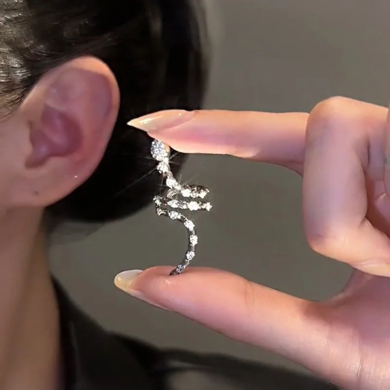 Ear Clip Earrings Clip Earrings Ear Clip Shiny Crystal Snake Earclimber Earrings 1pc for Women