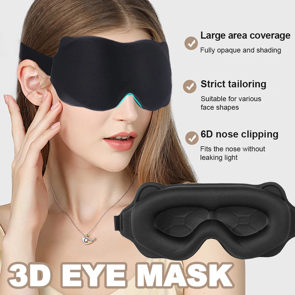 3D Memory Foam Sleep Mask – 100% Light Blocking Eye Covers with Adjustable Strap