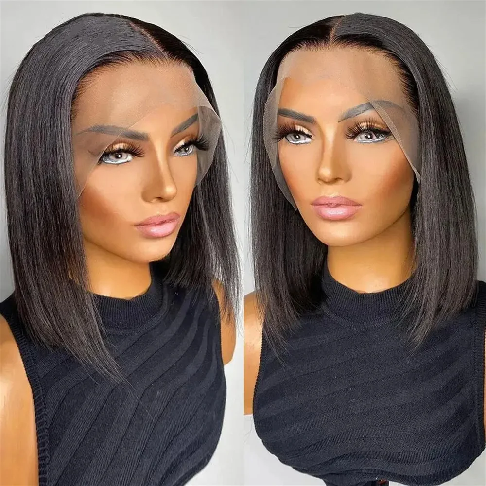 

Transparent 13x4 HD Lace Frontal Wigs Short Bob Hair Wig Human Hair Brazilian 4x4 Closure Straight Lace Front Bob Wig For Women