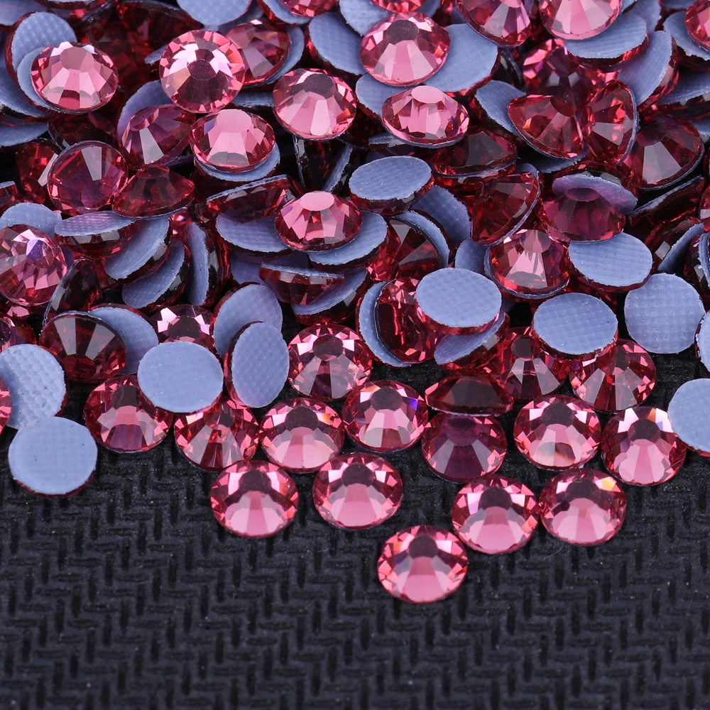 Diamantes de imitación de cristal SS6-SS30 multicolor de VC con fijación en caliente, con parte posterior plana, para planchar, para decoración de ropa y telas de uñas
