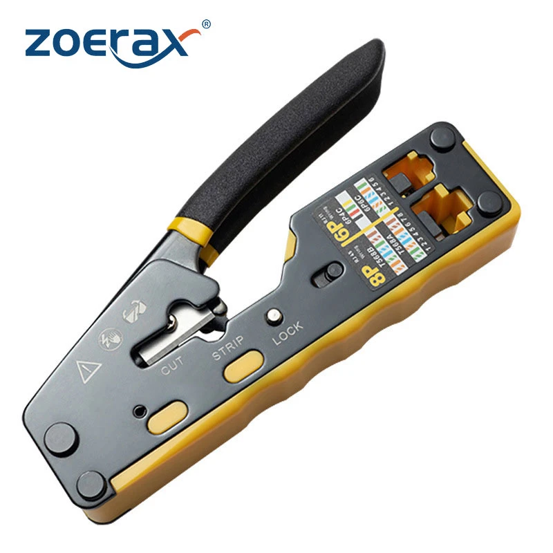 Zoerax Rj45 Crimp Tool Pass Through Crimper Cutter For Cat6 Cat5 Cat5e