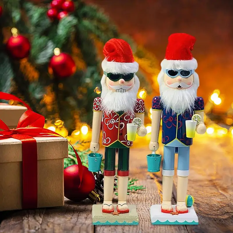 

Рождественское украшение в виде Санта-Клауса, марионетка, солдат, настольное украшение, деревянная игрушка, красная шляпа, праздничный гайковёр, фигурка, Декор