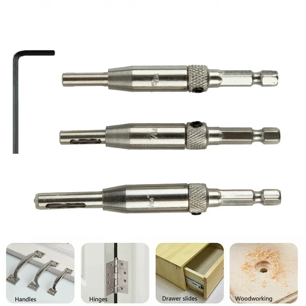 

3pcs Core Drill Bit Set Hole Puncher Hinge Tapper For Doors Self Centering Woodworking Centering Hinge Drill Bits